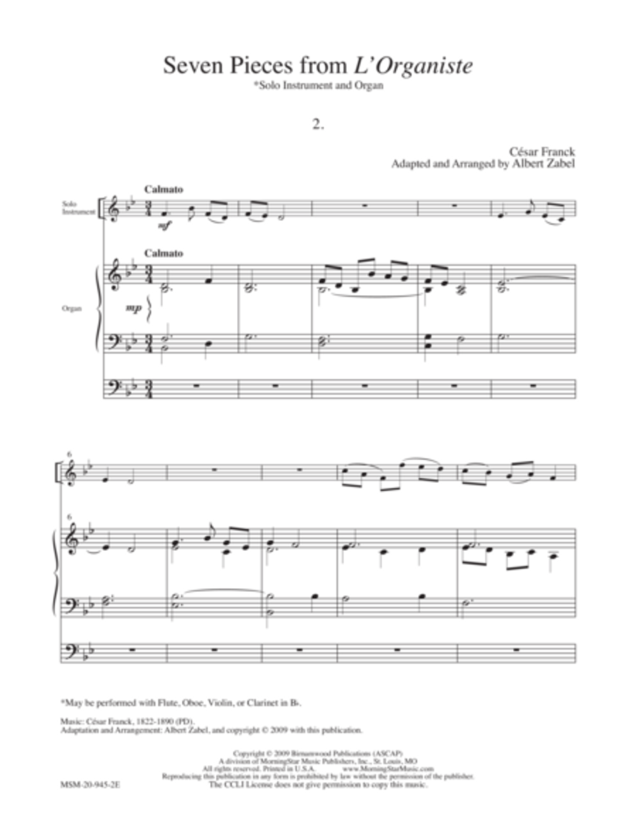 Seven Pieces from L'Organiste #2 Organ scores gallery preview page 1