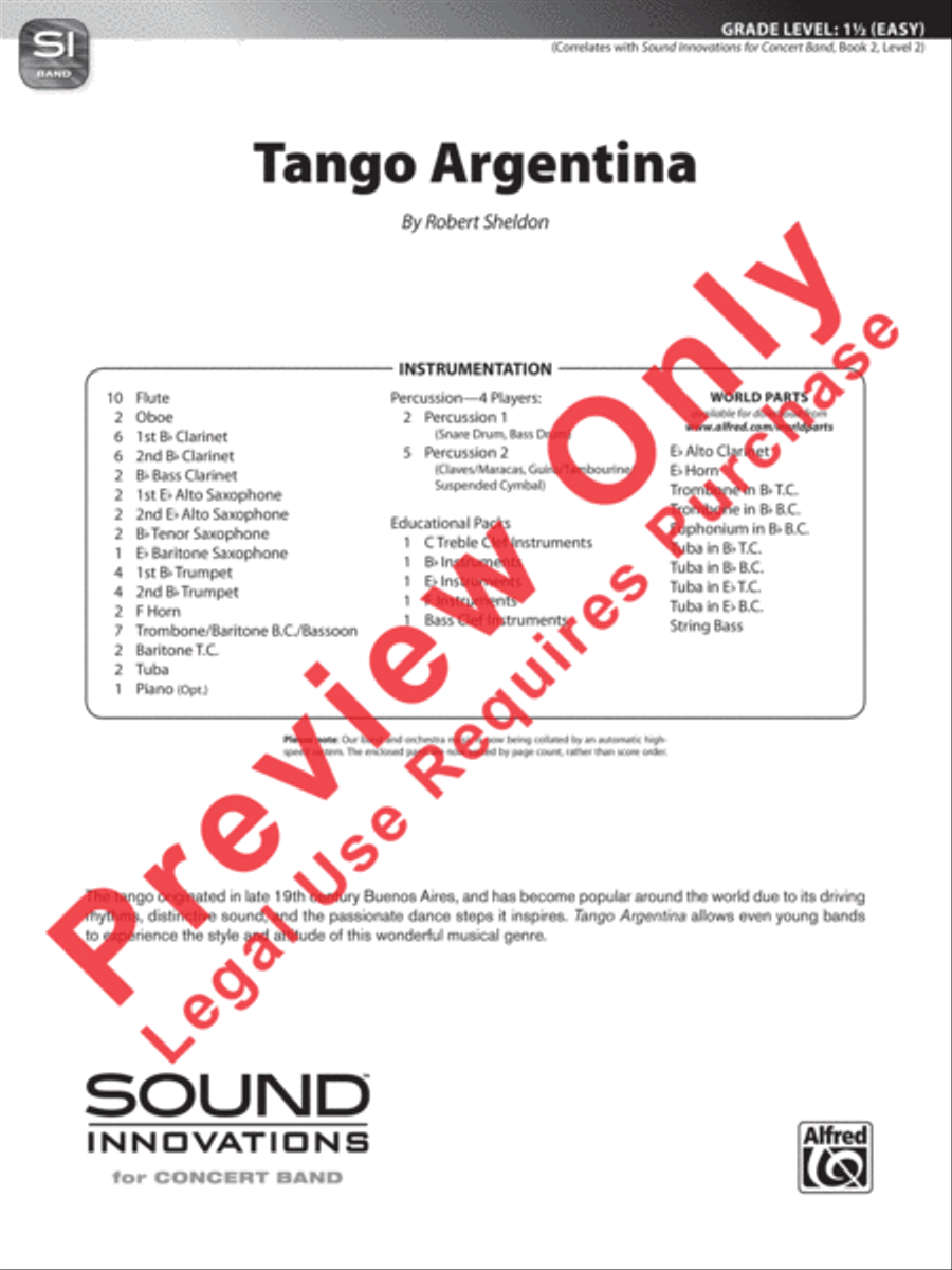 Tango Argentina Concert Band scores gallery preview page 18