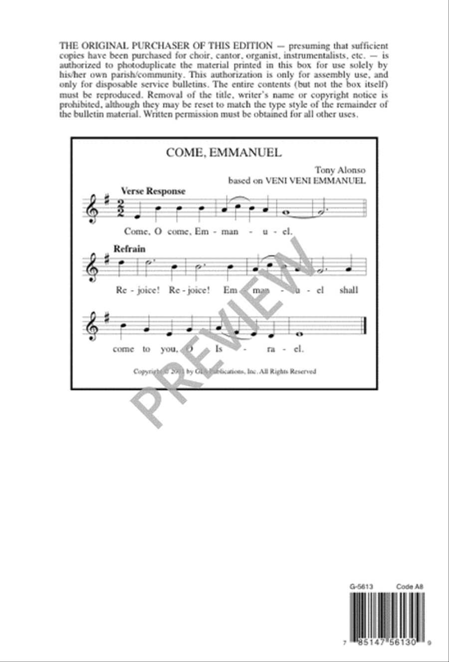 Come, Emmanuel Come, Emmanuel Unison Choir scores gallery preview page 7