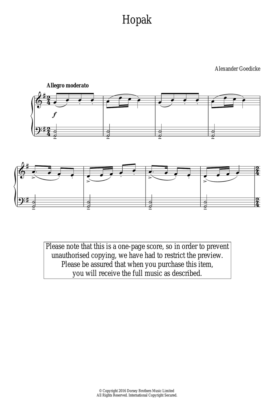 Hopak Easy Piano scores gallery preview page 1