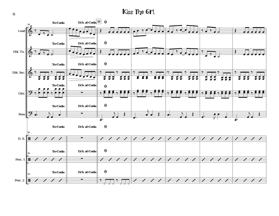 Kiss The Girl Steel Drum Band scores gallery preview page 6