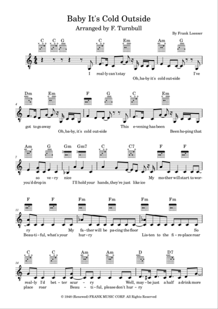 Baby, It's Cold Outside Piano, Vocal, Guitar scores gallery preview page 2
