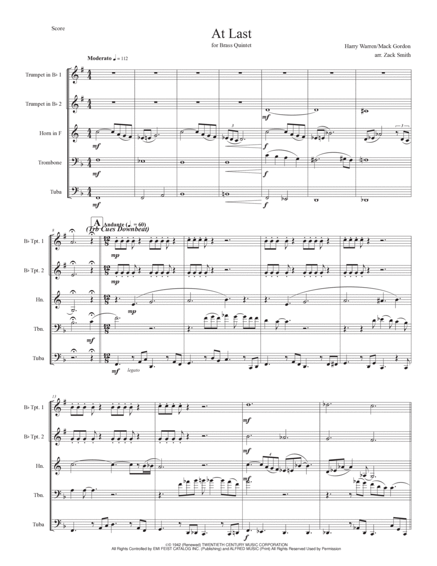 At Last Brass Quintet scores gallery preview page 1