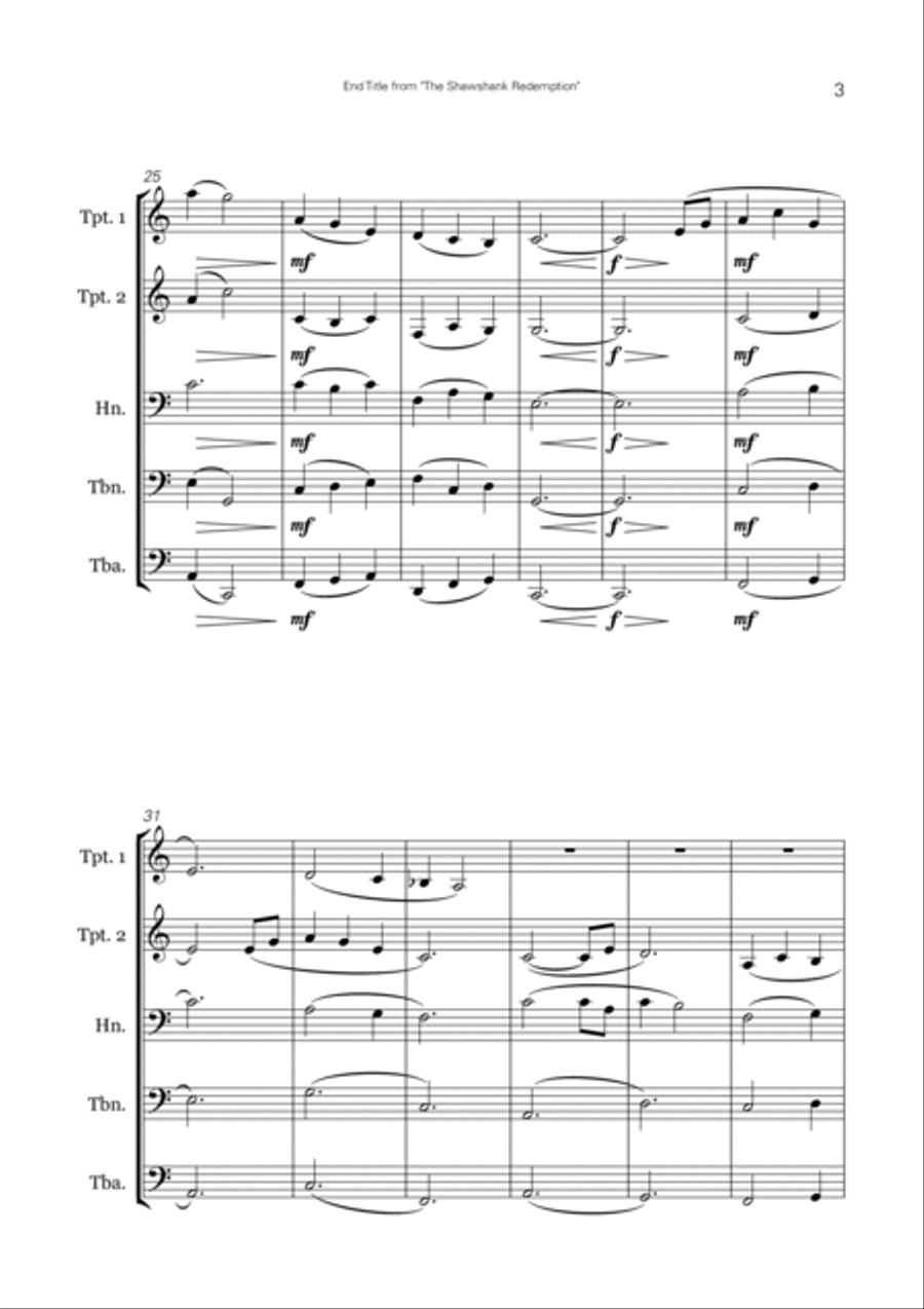 The Shawshank Redemption - End Title Brass Ensemble scores gallery preview page 4