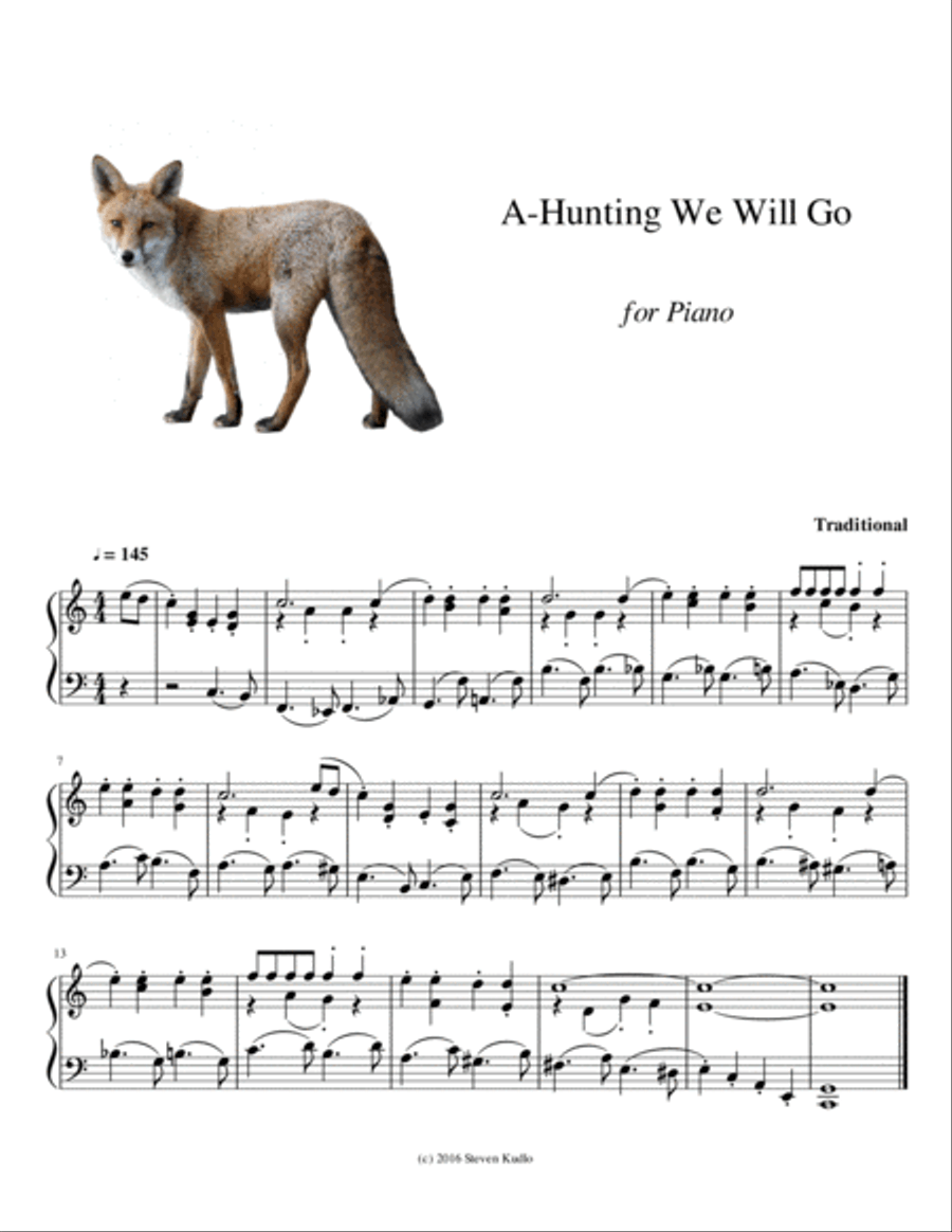 A-Hunting We Will Go Piano Solo scores gallery preview page 1