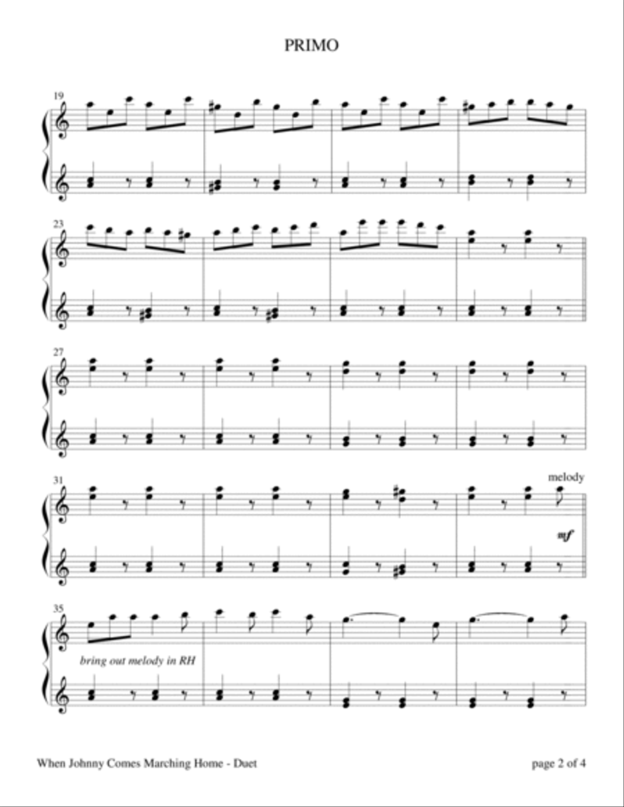 When Johnny Comes Marching Home (1 Piano, 4 Hands Duet) 1 Piano, 4-Hands scores gallery preview page 4