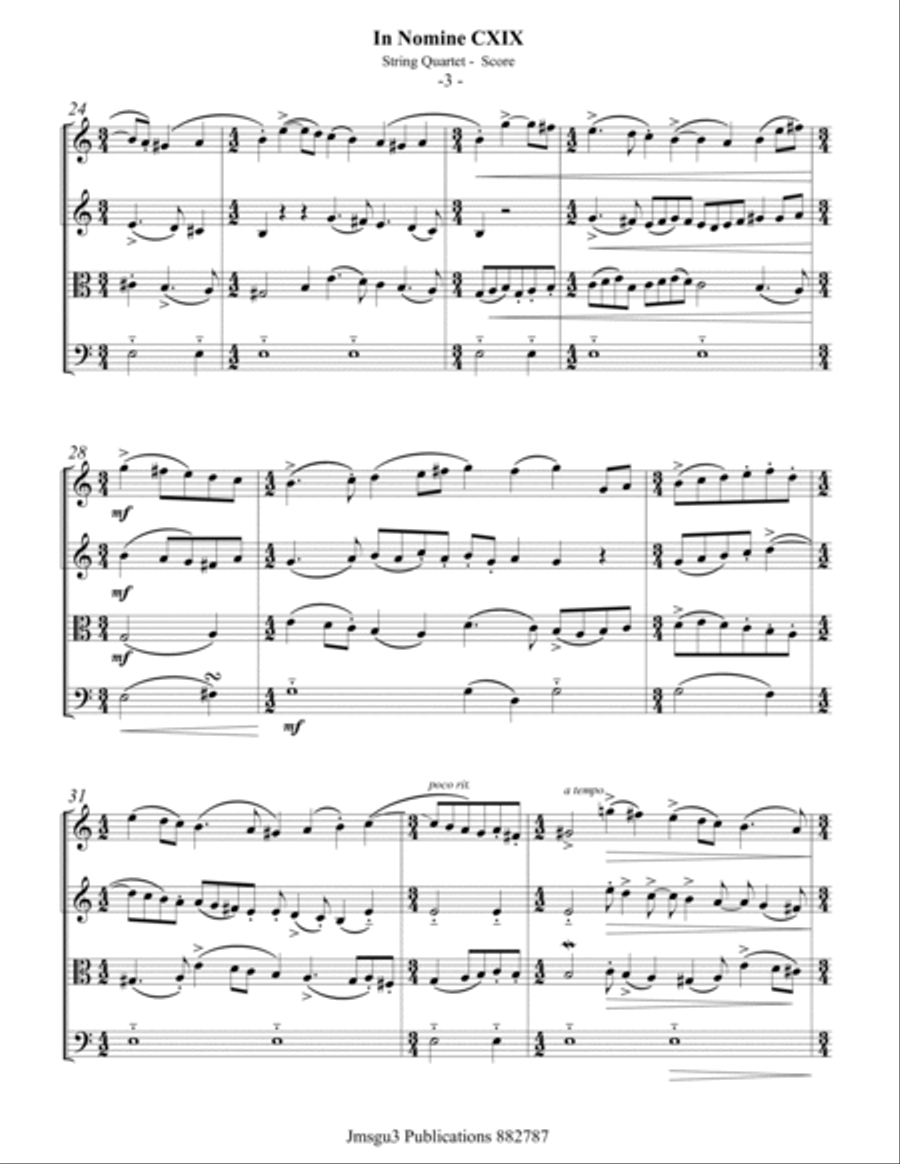 Bull: In Nomine CXIX for String Quartet - Score Only String Quartet scores gallery preview page 3