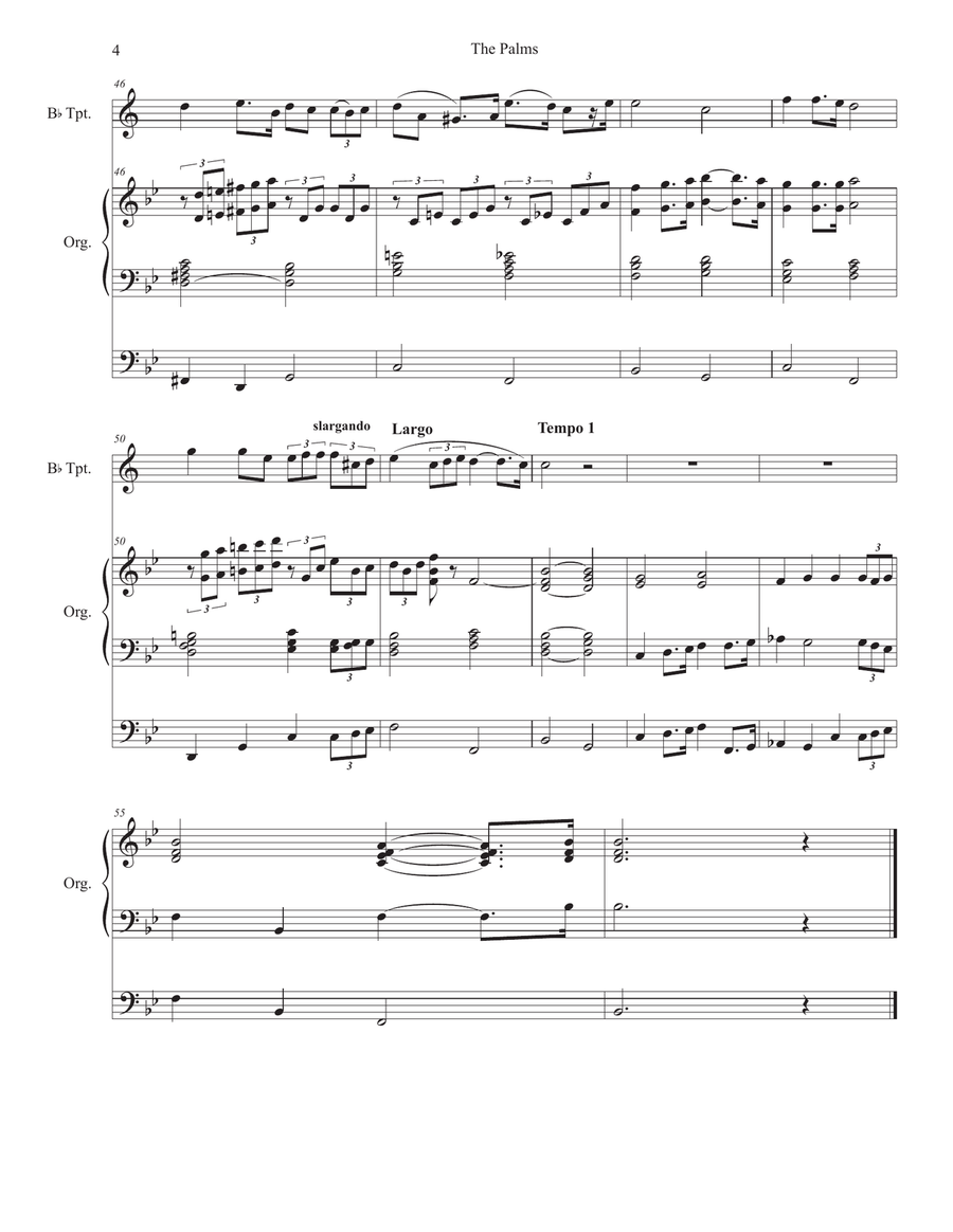 The Palms (Bb-Trumpet solo and Organ) The Palms (Bb-Trumpet solo and Organ) B-Flat Trumpet scores gallery preview page 4