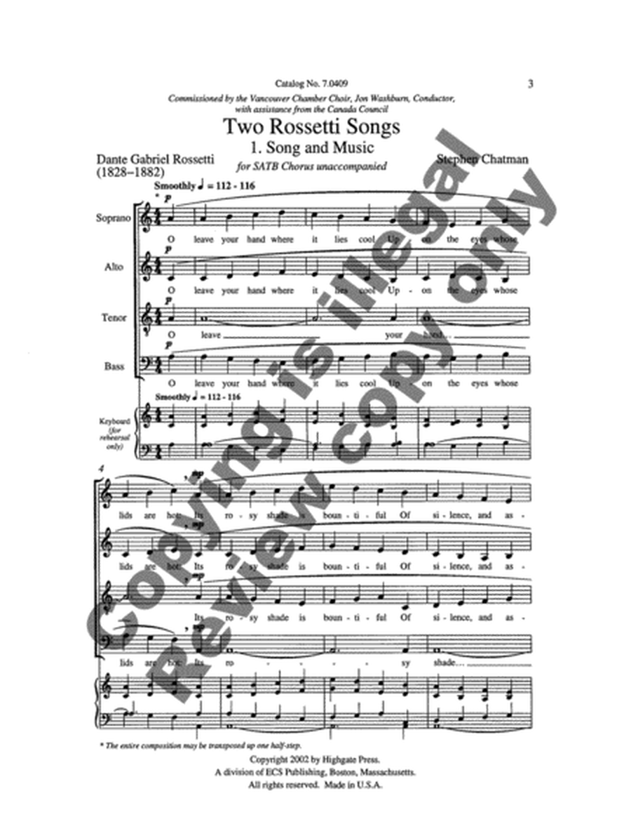 Two Rossetti Songs: 1. Song and Music image number null