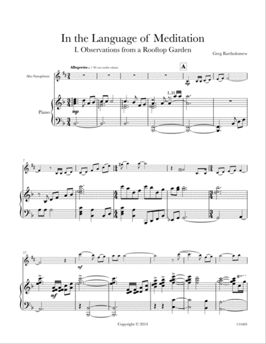In the Language of Meditation for alto saxophone & piano Alto Saxophone scores gallery preview page 3