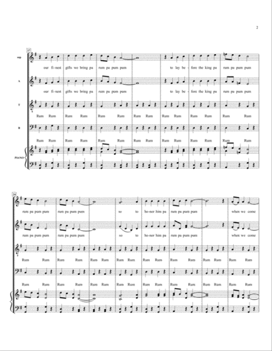 The Little Drummer Boy The Little Drummer Boy 4-Part scores gallery preview page 2