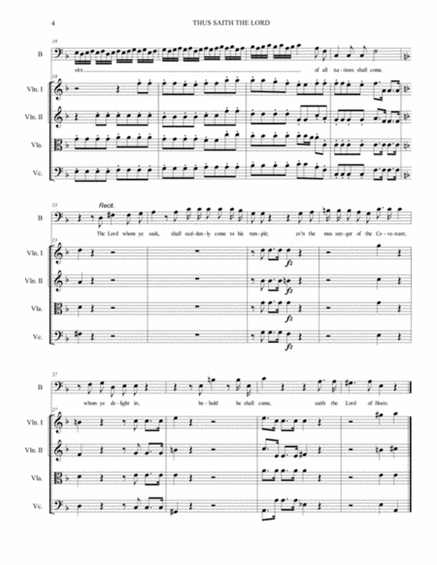 THUS SAITH THE LORD - Messiah - For Bass and String quartet - With parts image number null