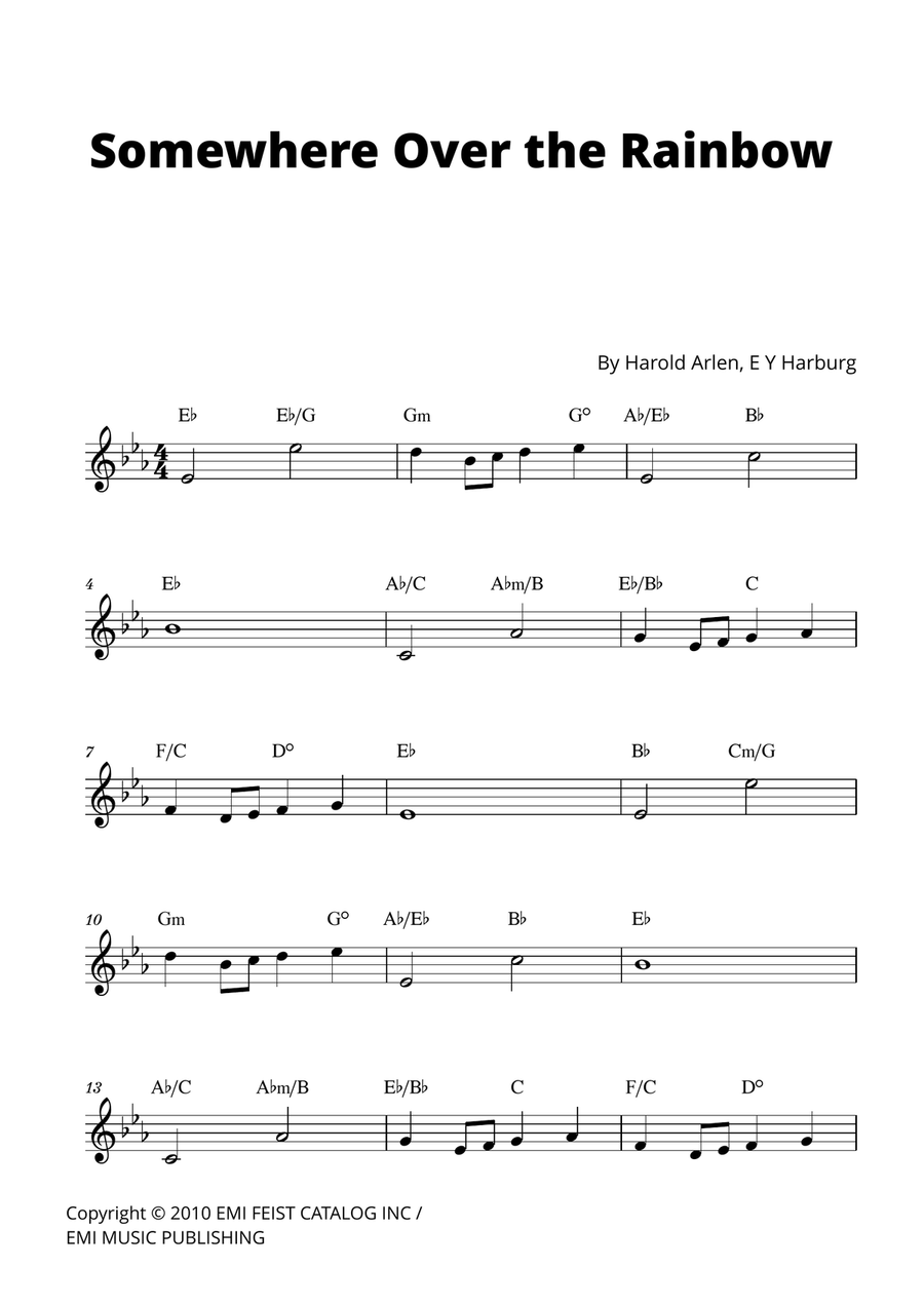 Over The Rainbow Voice scores gallery preview page 1