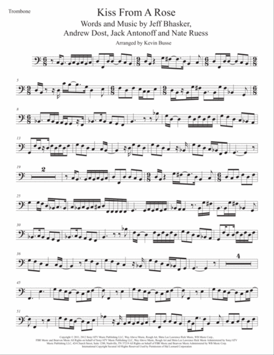 Kiss From A Rose Trombone Solo scores gallery preview page 1