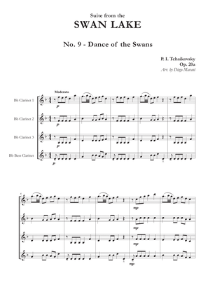 Book cover for "Dance of the Swans" from Swan Lake Suite for Clarinet Quartet