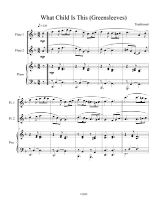 What Child Is This (Greensleeves) for flute duet with optional piano accompaniment