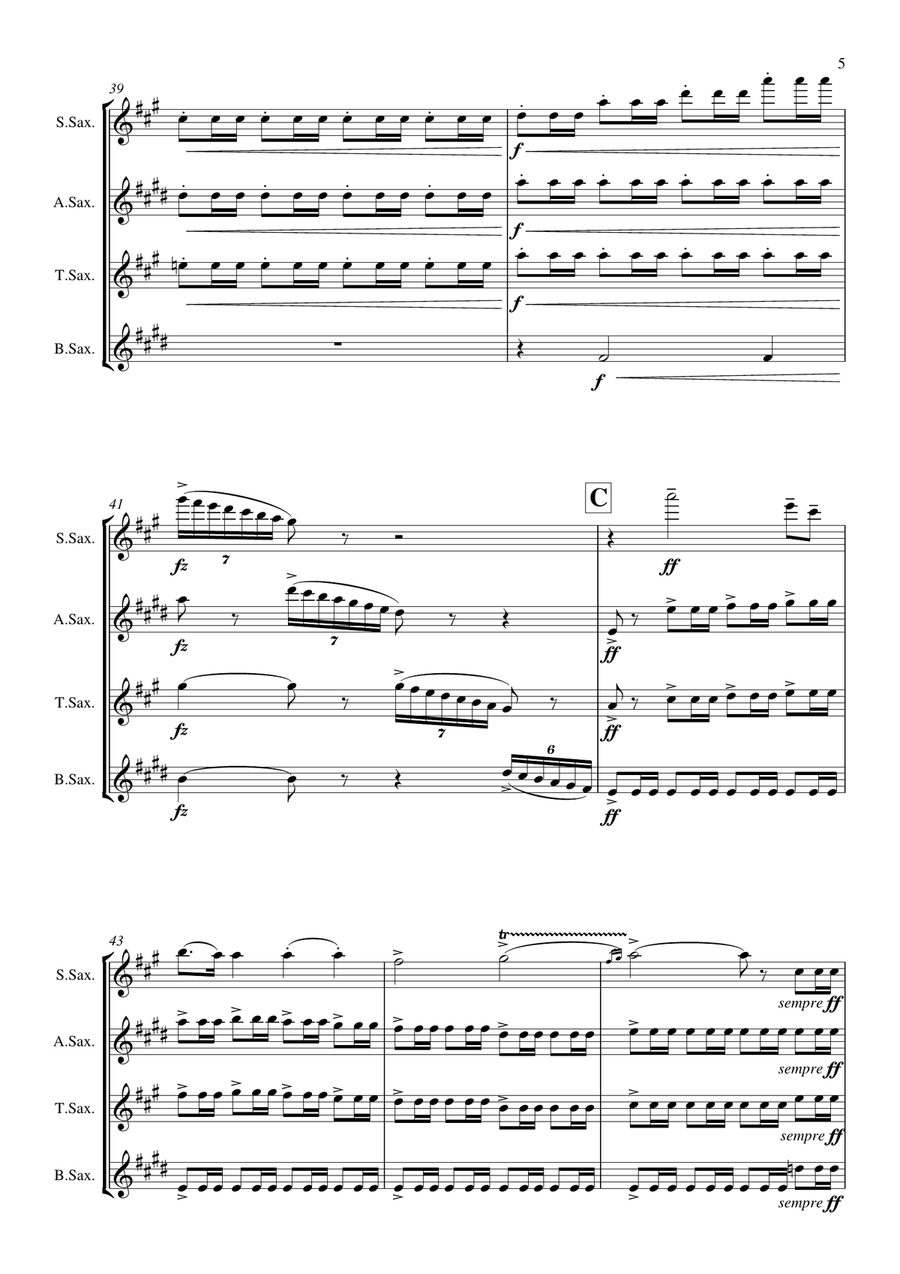 Holberg Suite arranged for Saxophone Quartet Score and Parts Saxophone Quartet scores gallery preview page 6