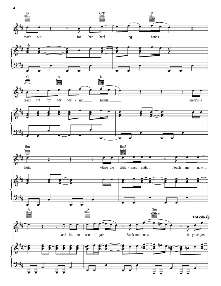 Healing Hands Healing Hands Piano, Vocal, Guitar scores gallery preview page 4