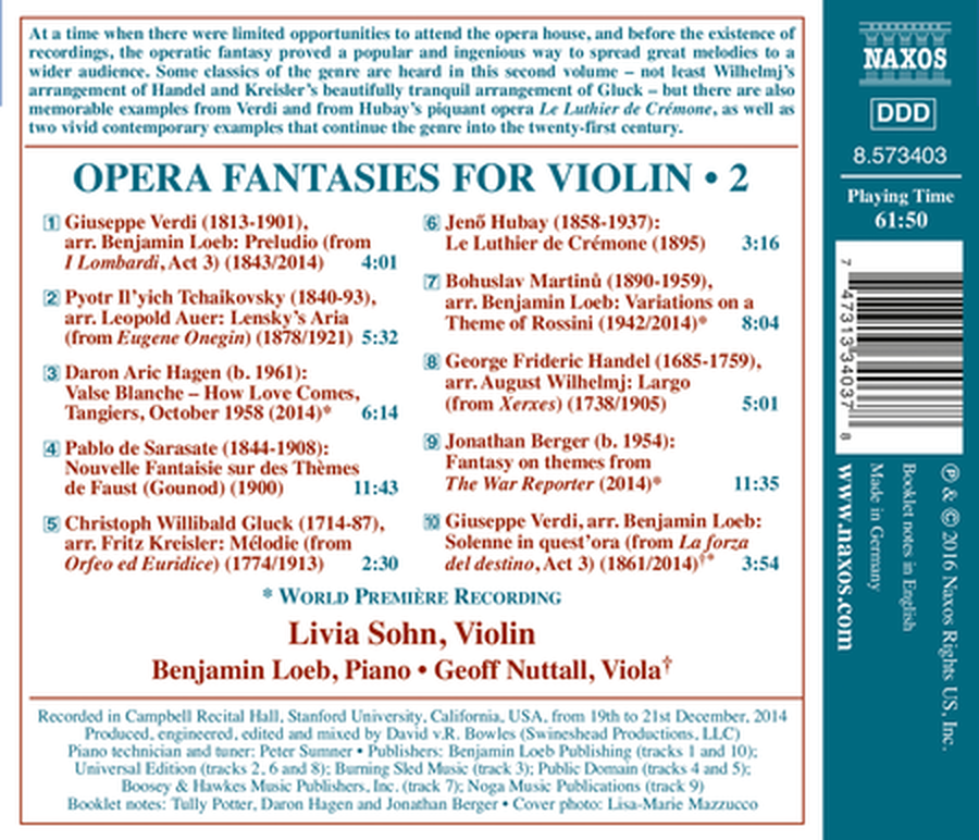 Opera Fantasies for Violin, Vol. 2