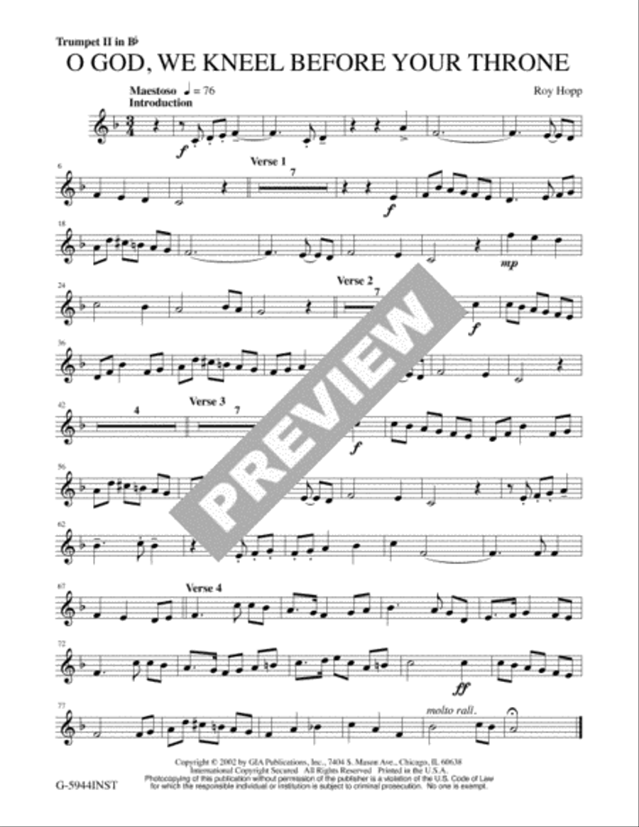 O God, We Kneel before Your Throne - Instrument edition Trombone scores gallery preview page 3