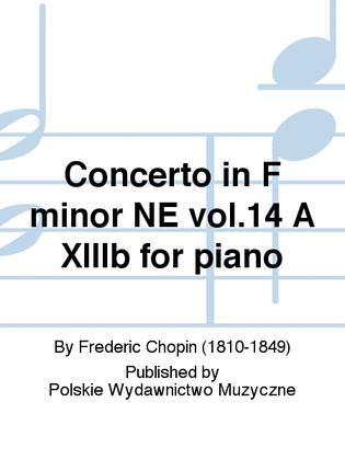 Book cover for Concerto in F minor NE vol.14 A XIIIb for piano