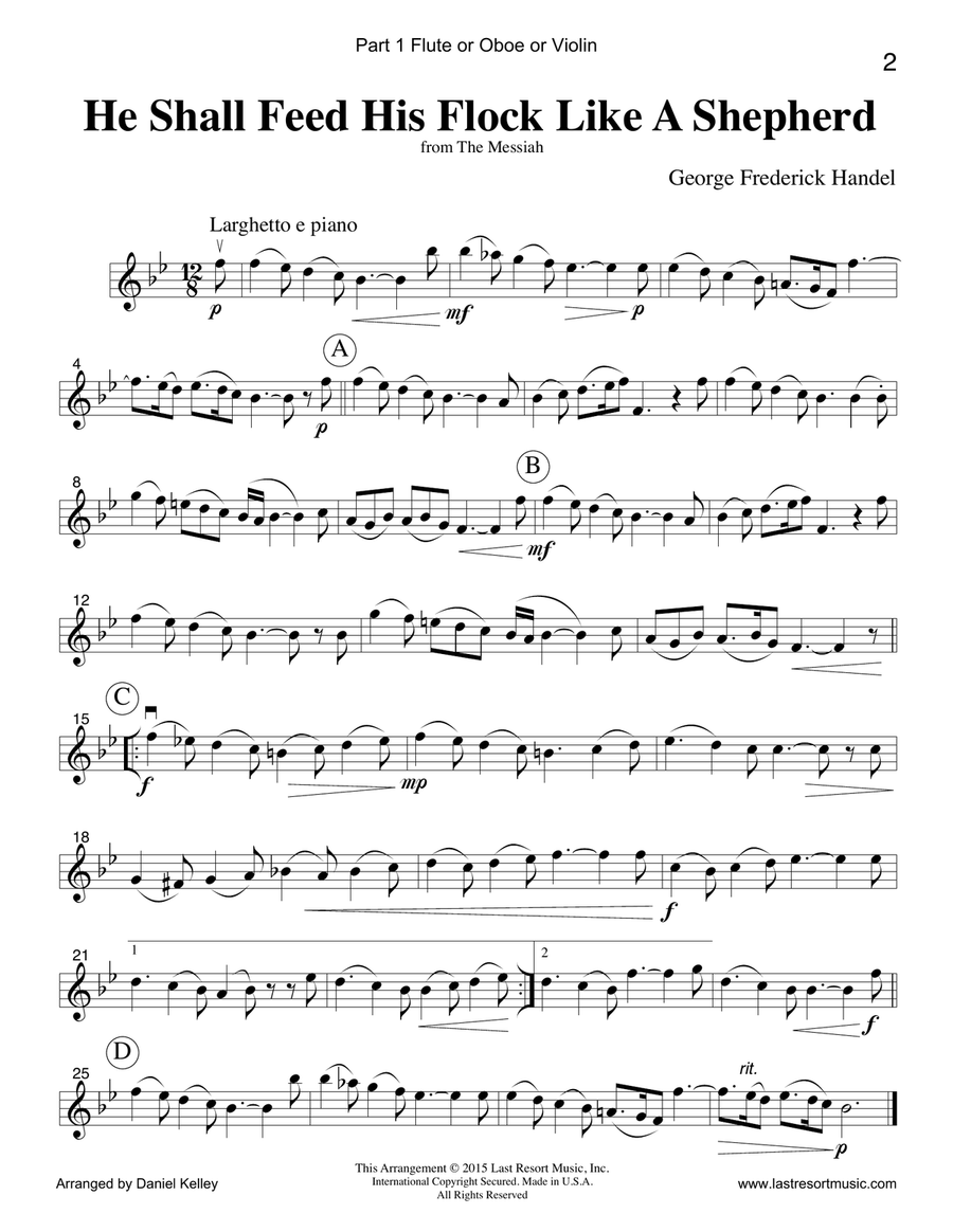 Handel's Messiah for String Trio (Violin, Viola, Cello) Set of 3 Parts Small Ensemble scores gallery preview page 5