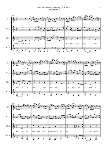 Jesu, Joy of Man’s Desiring for Clarinet Quartet by Bach BWV 147 image number null