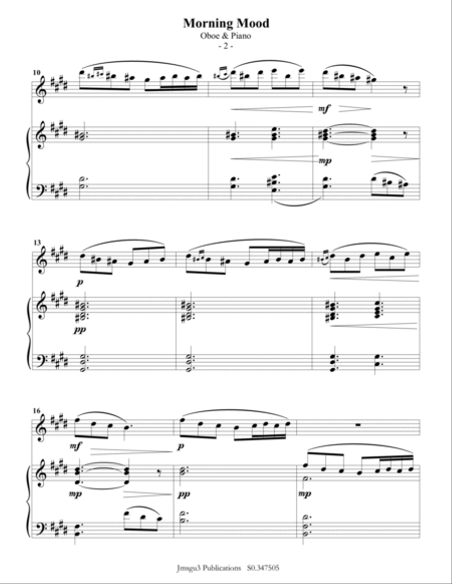 Grieg: Morning Mood from Peer Gynt Suite for Oboe & Piano Piano scores gallery preview page 2
