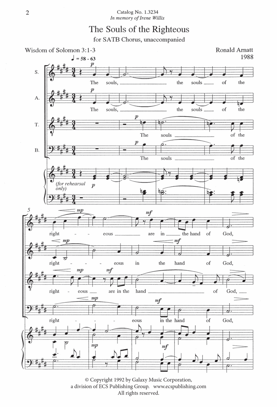 The Souls of the Righteous 4-Part scores gallery preview page 1