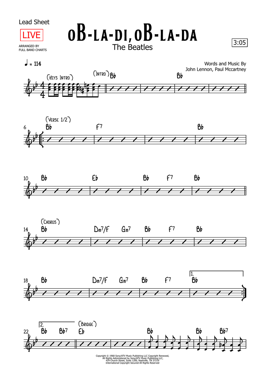 Ob-La-Di, Ob-La-Da Piano scores gallery preview page 1