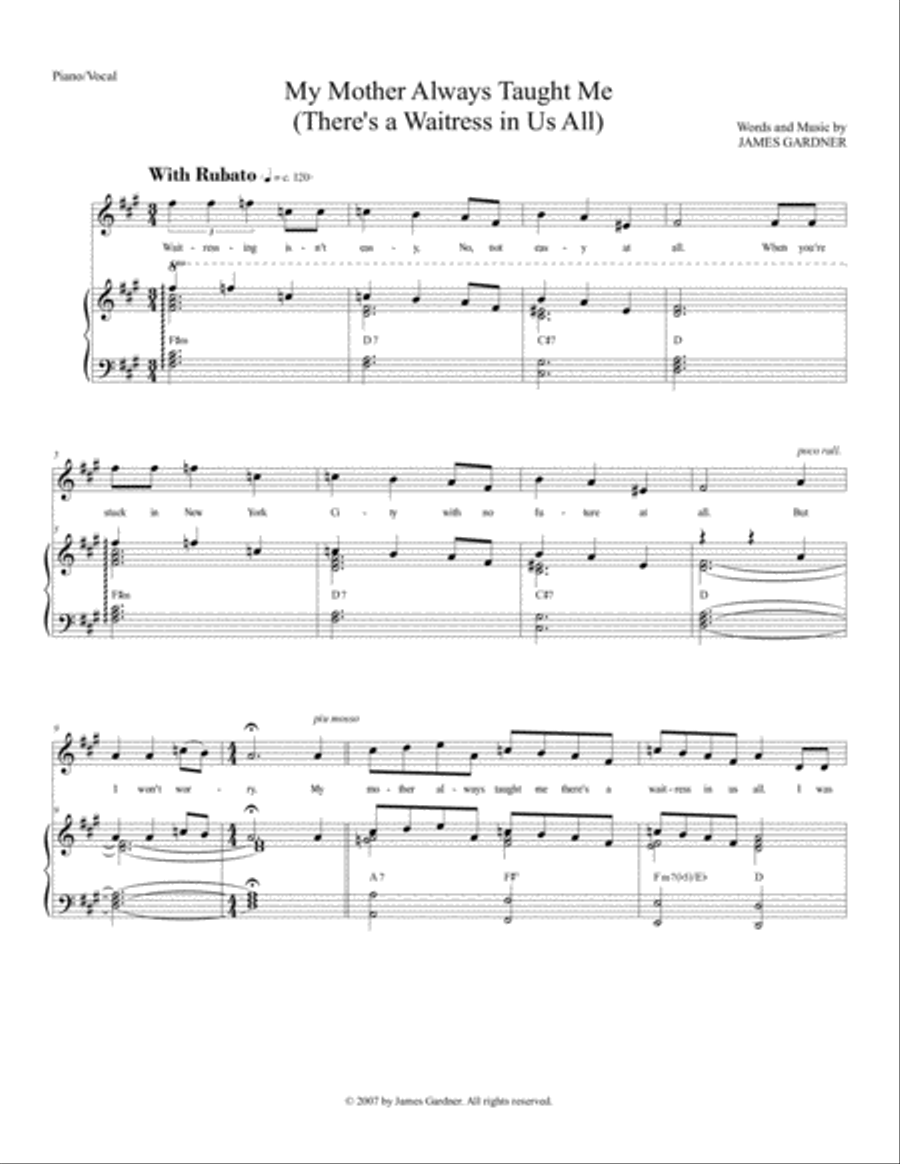My Mother Always Taught Me Voice scores gallery preview page 1