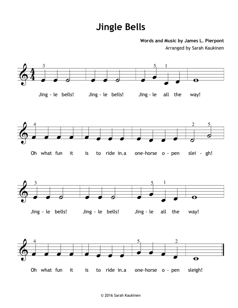 Jingle Bells - Easy Piano - Digital Sheet Music | Sheet
