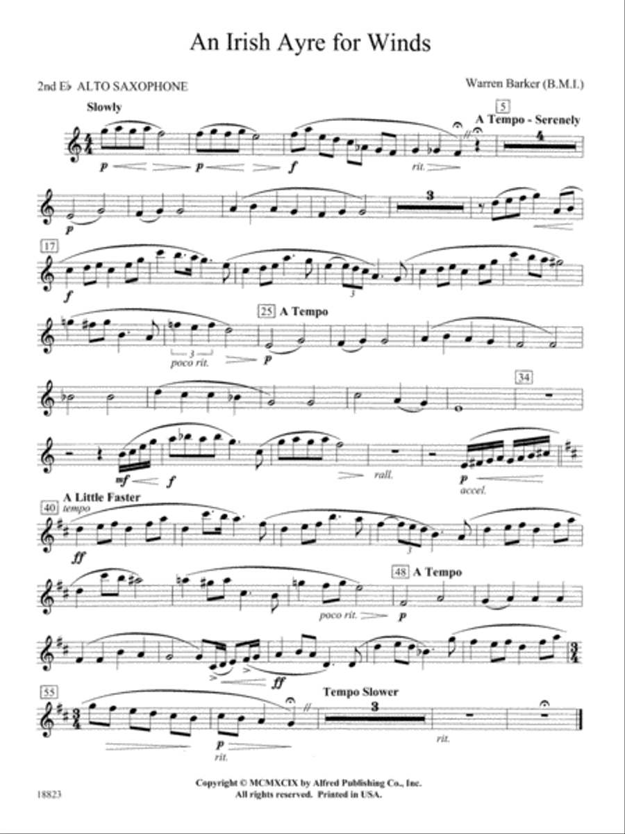 Irish Ayre for Winds: 2nd E-flat Alto Saxophone Concert Band scores gallery preview page 1