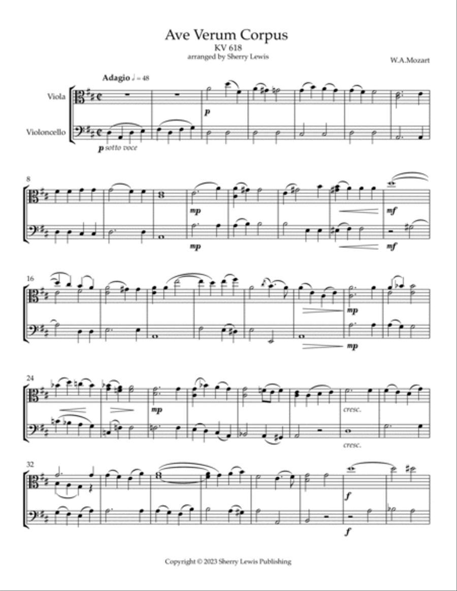 Ave Verum Corpus KV 618 Ave Verum Corpus KV 618 String Duet scores gallery preview page 4