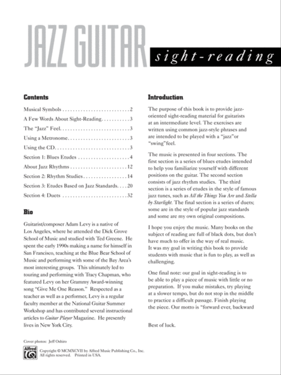 Jazz guitar shop sight reading