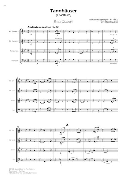 Tannhäuser (Overture) - Brass Quartet (Full Score and Parts) image number null
