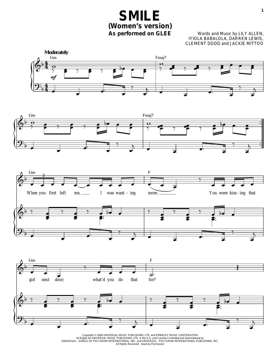 Smile Piano, Vocal scores gallery preview page 1