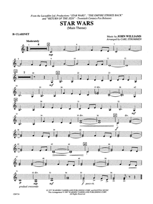 Book cover for Star Wars Main Theme: 1st B-flat Clarinet