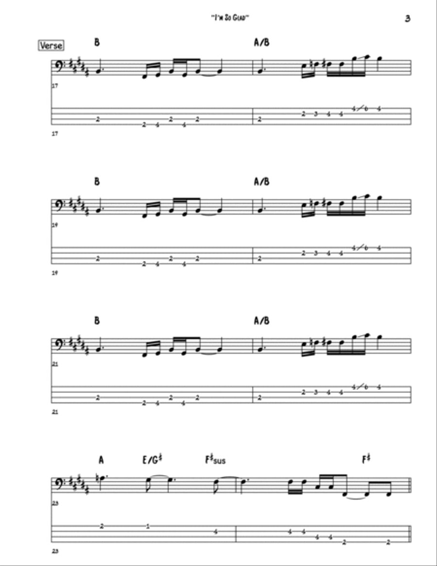 I'm So Glad I'm So Glad Bass Guitar scores gallery preview page 3