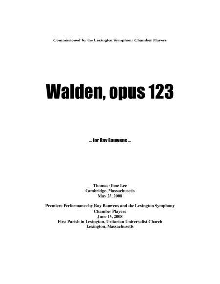 Walden, opus 123 (2008) for tenor and octet image number null