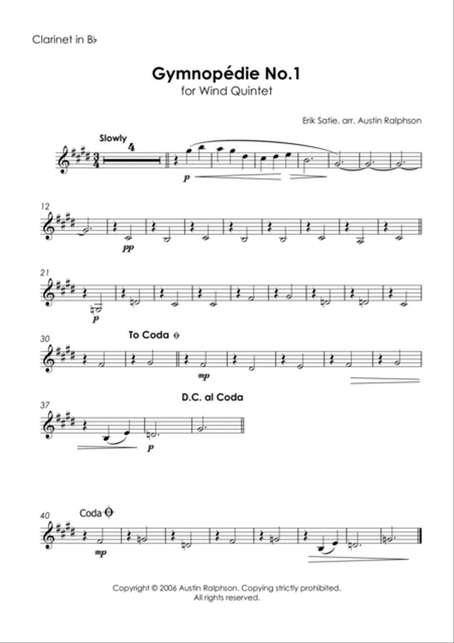 Gymnopedie No.1 - wind quintet Woodwind Quintet scores gallery preview page 5