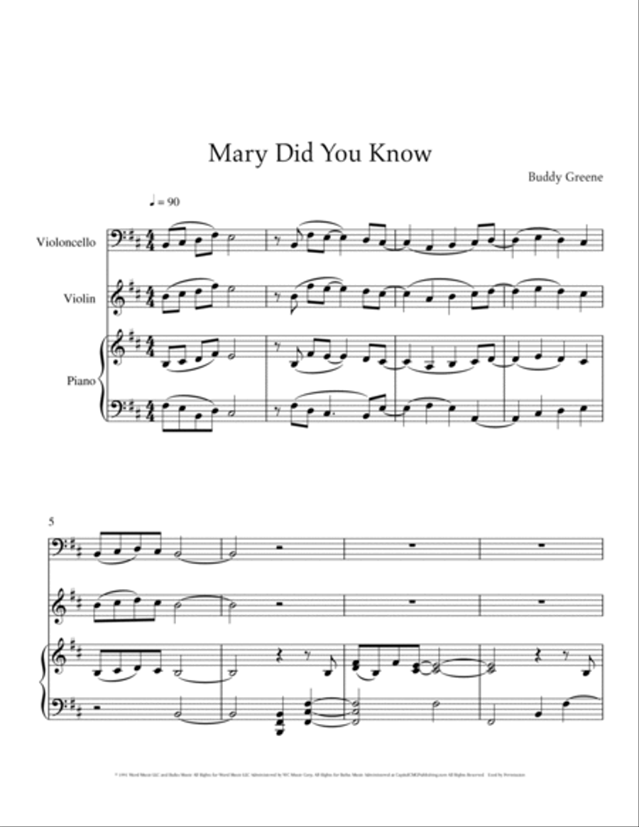 Mary, Did You Know? Piano Trio scores gallery preview page 2