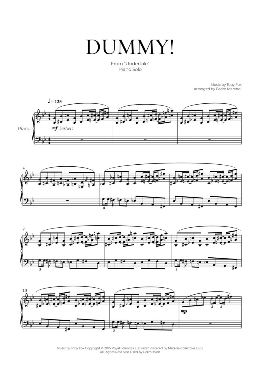 Dummy! Piano Solo scores gallery preview page 1