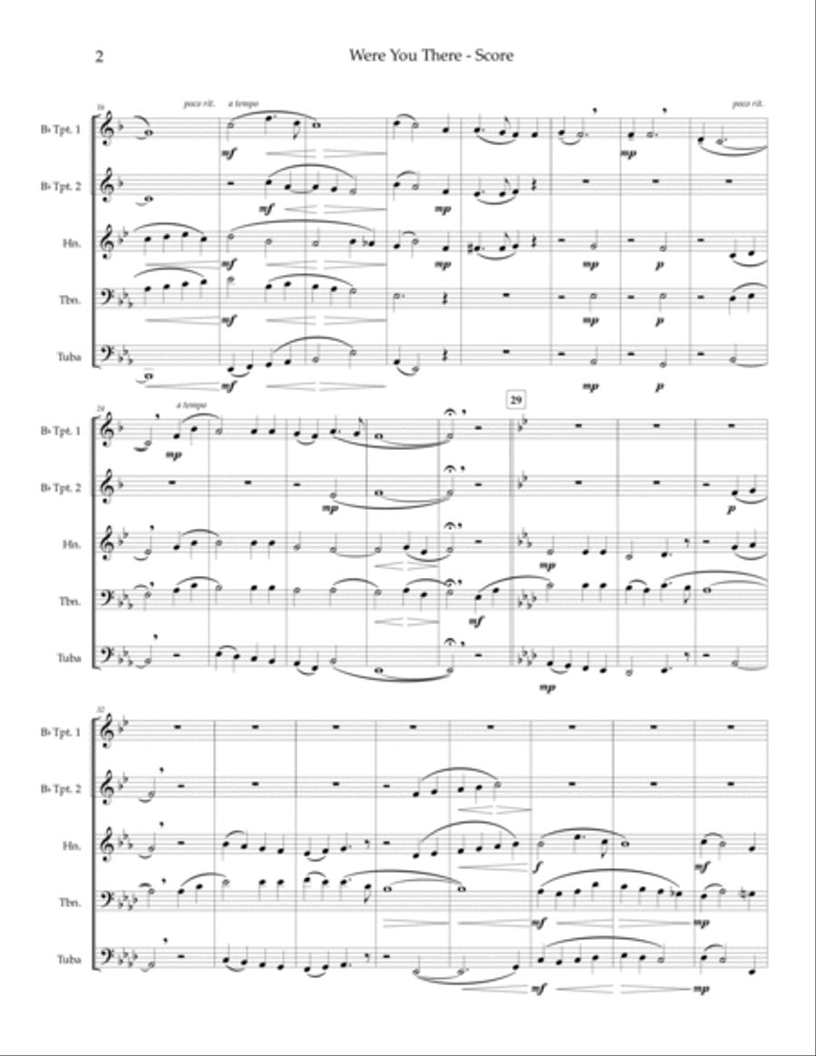 Were You There? (When They Crucified My Lord) - brass quintet Brass Quintet scores gallery preview page 4
