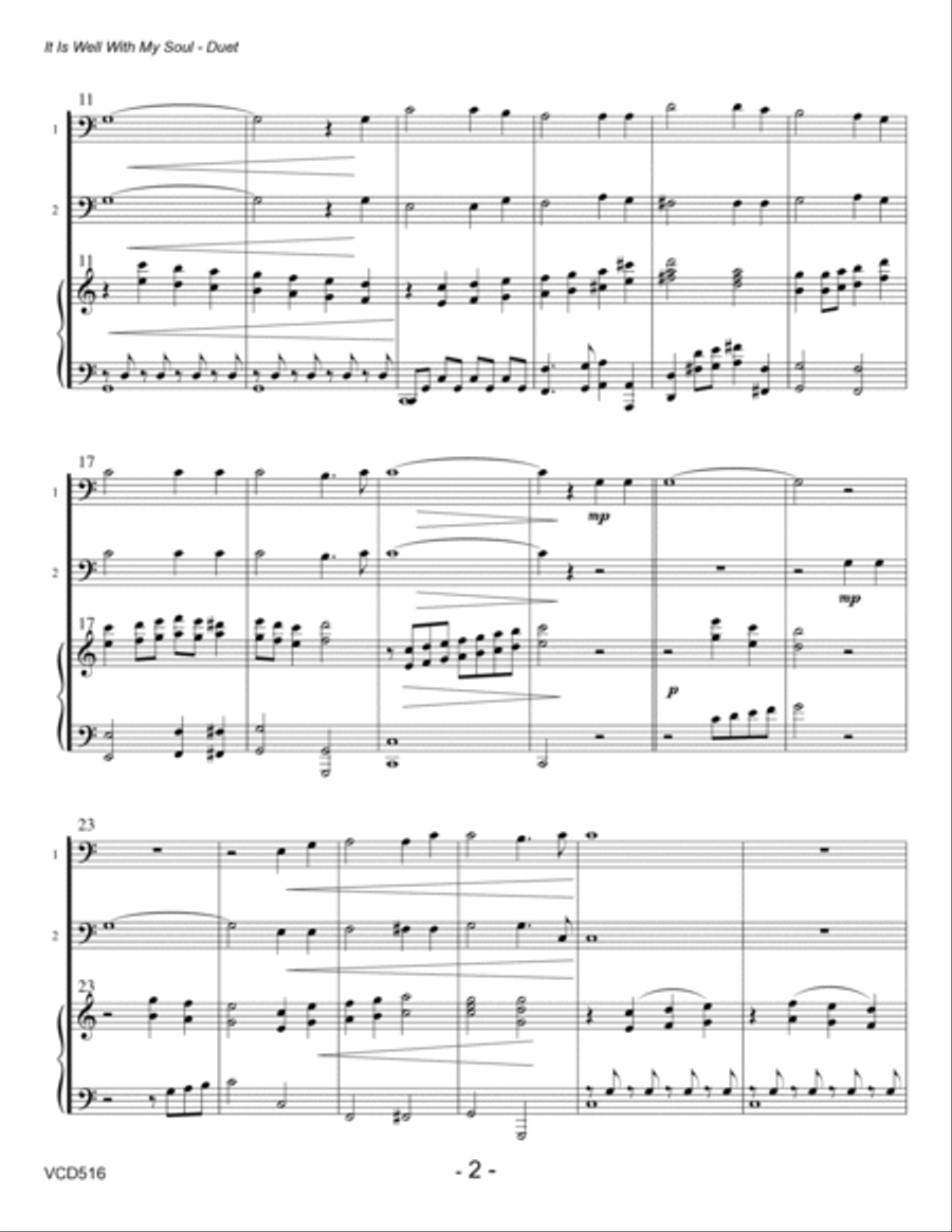 IT IS WELL WITH MY SOUL - Cello Duet with Piano Accompaniment String Duet scores gallery preview page 2