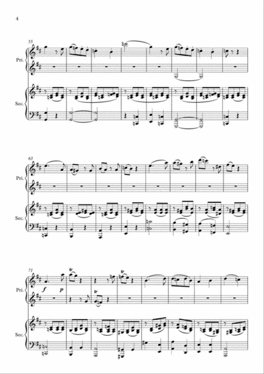 Mozart Sonata in D, K. 448 for 2 Pianos (3rd movement) Arranged for 1 piano-4 hands by Philip Kim 1 Piano, 4-Hands scores gallery preview page 5