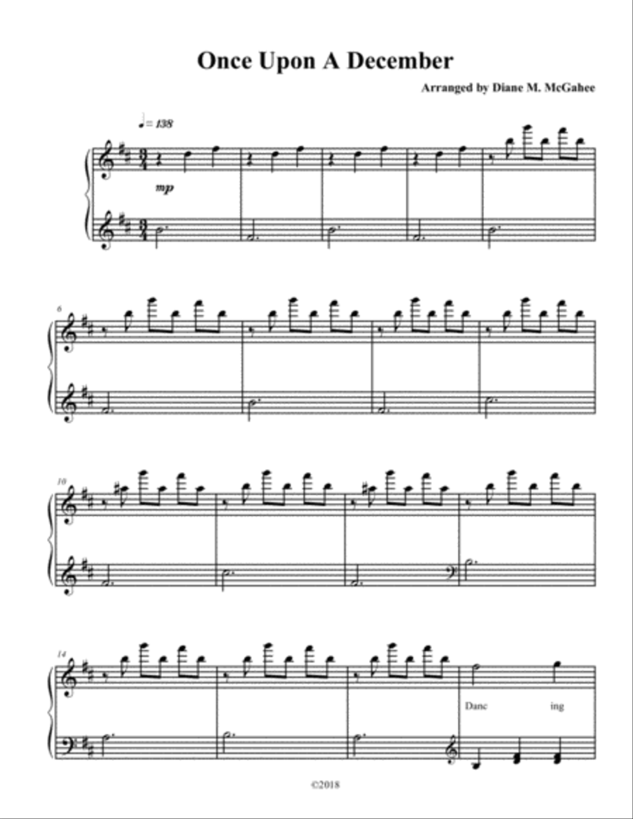 Once Upon A December from the Twentieth Century Fox Motion Picture ANASTASIA Small Ensemble scores gallery preview page 1