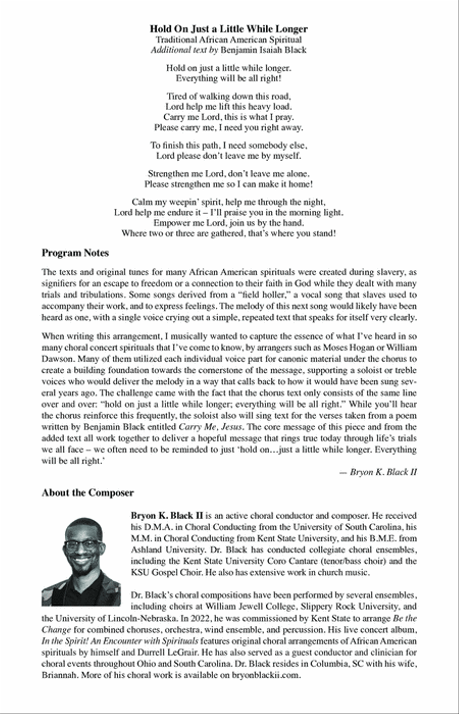 Hold On Just A Little While Longer 4-Part scores gallery preview page 15