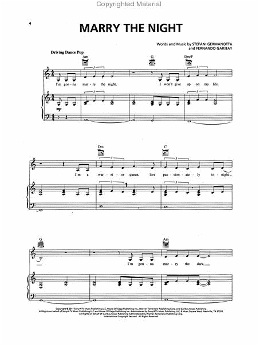 Lady Gaga – Born This Way Piano, Vocal, Guitar scores gallery preview page 2