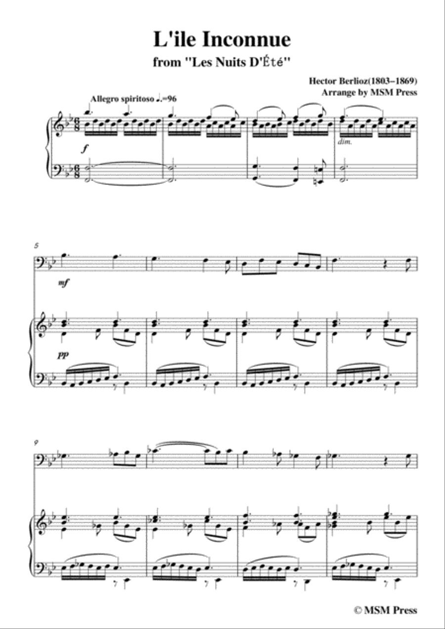 Berlioz-L'ile Inconnue,for Cello and Piano Voice scores gallery preview page 3